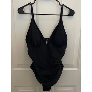 CUPSHE One Piece Black Tummy Control V‎ Neck Bathing Suit Size XL NEW Resort